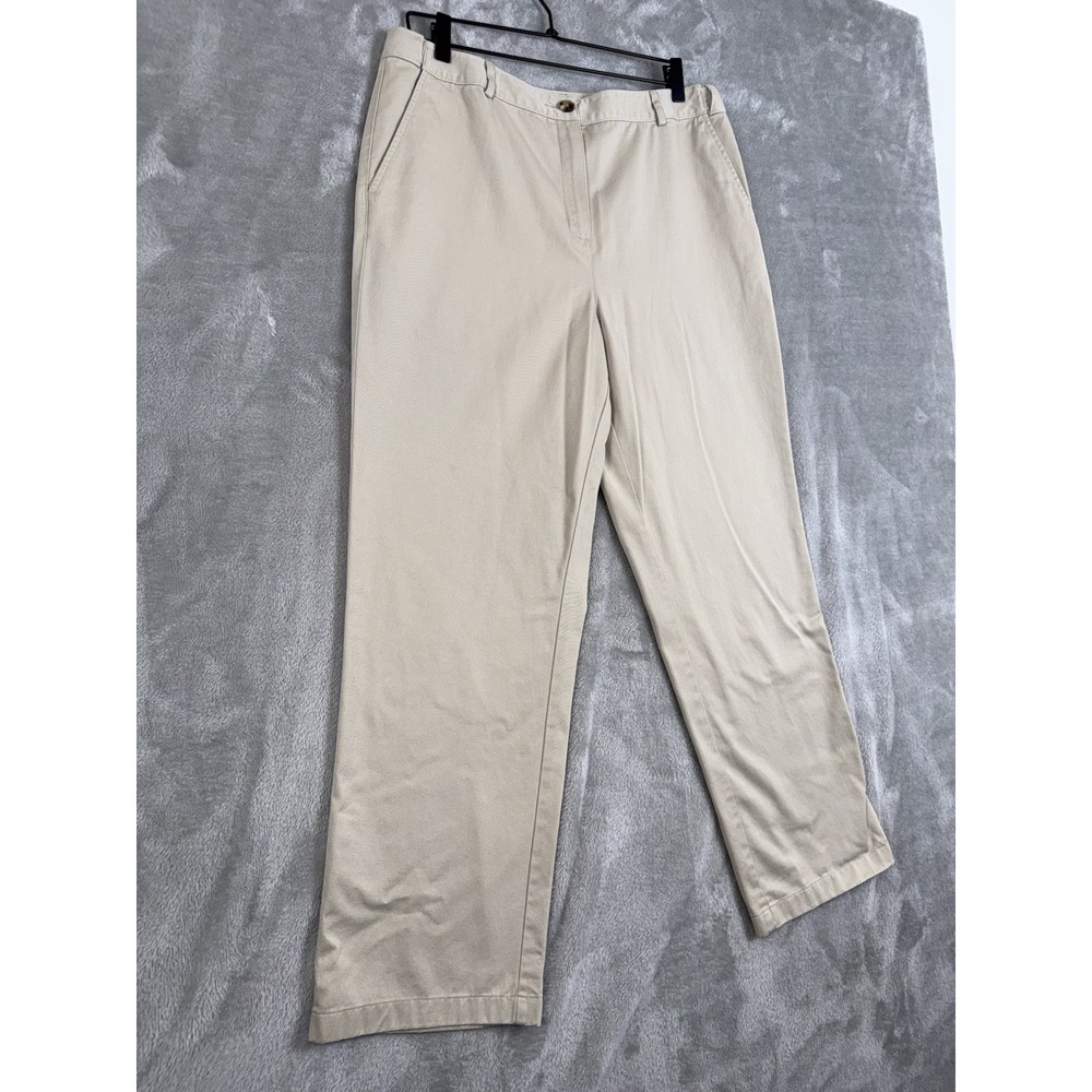 LL Bean Pants Women 14 Beige Khaki Original Fit Tapered Pleated Career‎ Casual - Picture 2 of 13